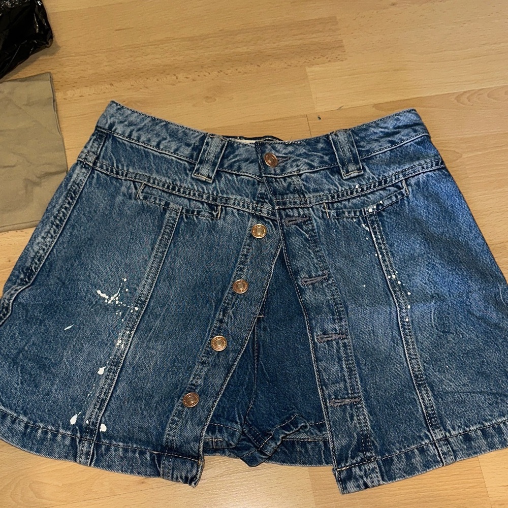 We The Free Dark Blue Denim Skirt